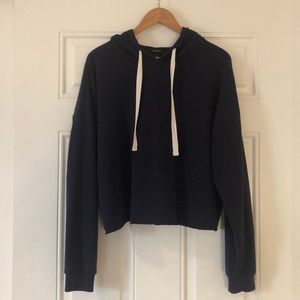 Navy Blue Crop Top Hoodie